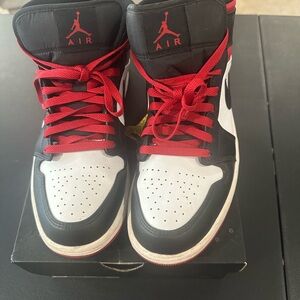 Jordan Air Mid in White, Red, and Black